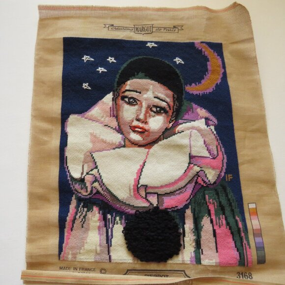 Pierrot Creations Margot de Paris Vintage French Needlepoint Completed Tapestry - Picture 2 of 12